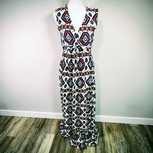Missing Johnny Maxi Dress Womens Small Aztec Surplice‎ Resort Vacation Cruise